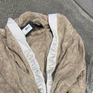 Emporio Armani Beige Robe with White Accents